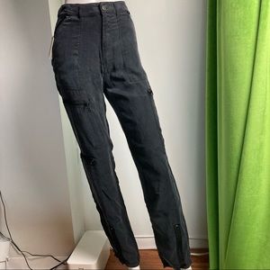 Blank NYC Tencel Black Pants Cargo Sleek extra long Slim size small